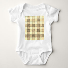 Weißes Cream und Tan Gingham unisex Baby Strampler