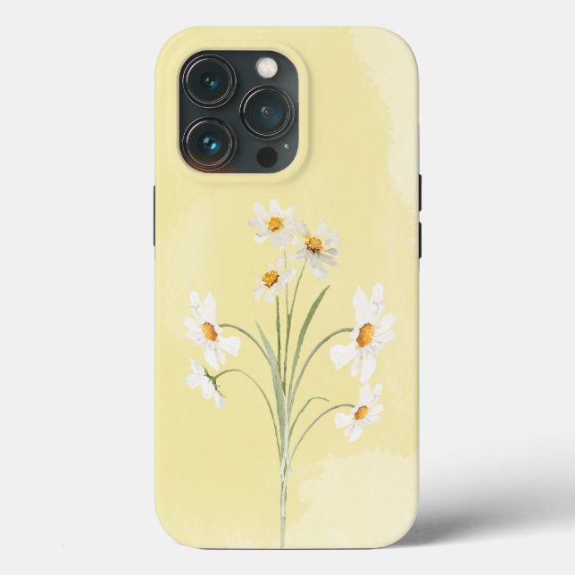 Weißes Daisy-Gelb-Flora-Aquarell Case-Mate iPhone Hülle (Rückseite)