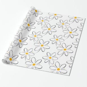 Weißes Daisy-Muster Geschenkpapier