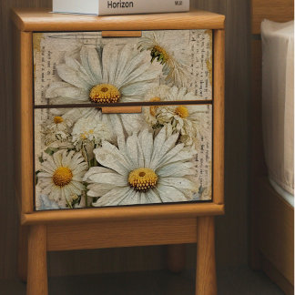Weißes Daisy Newsprint Dekoupage Tissue Paper Seidenpapier