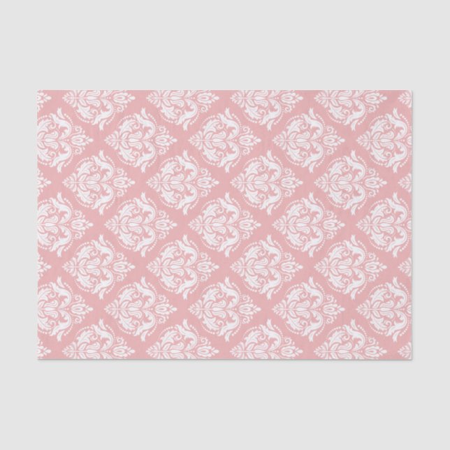 Weißes Damaskus Muster benutzerdefiniert rosa Hint Seidenpapier (Vorderseite)
