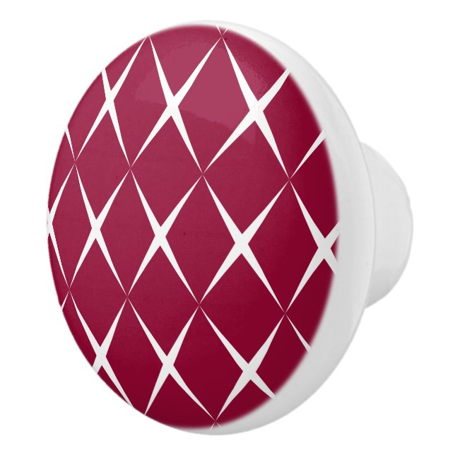Weißes Diamant-Muster Burgunders Keramikknauf (Rechts)