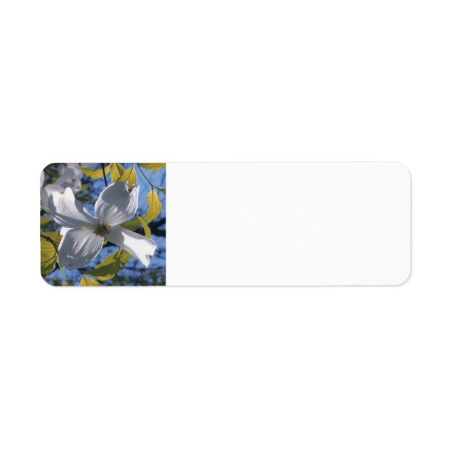 Weißes Dogwood-Blossom-Etikett für benutzerdefinie (Vorne)