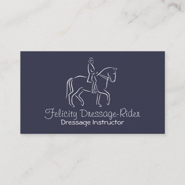 Weißes Dressage piaffe Logo Visitenkarte (Vorderseite)