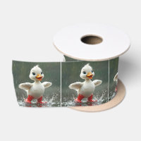 Weißes Duckling in einer Regenpuppe