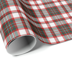 Weißes, dunkelgrünes und rotes Weihnachtskariert Geschenkpapier