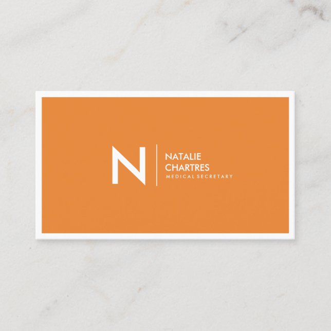 Weißes dünnes Gerahmtes Minimalistisches Monogramm Visitenkarte (Vorderseite)