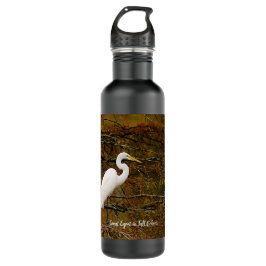 Weißes Egret in Herbstfarben Wasser Flasche Edelstahlflasche