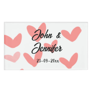 Weißes, einfaches, minimales Textil Hochzeit rotes Namenschild