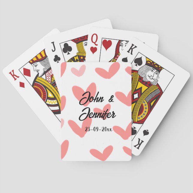 Weißes, einfaches, minimales Textil Hochzeit rotes Spielkarten (Rückseite)