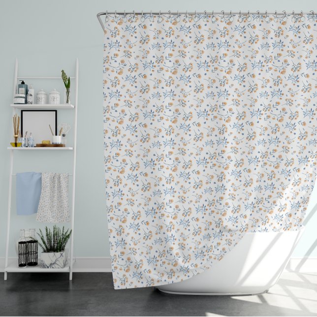 Weißes, einfaches Wasserfarbenmuster Duschvorhang (White Simple Watercolor Floral Pattern Shower Curtain)