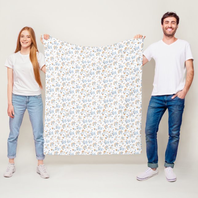 Weißes einfaches Wildblume-Muster Fleecedecke (Beispiel)