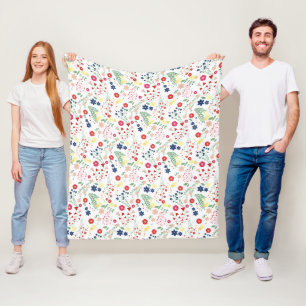 Weißes einfaches Wildblume-Muster Fleecedecke