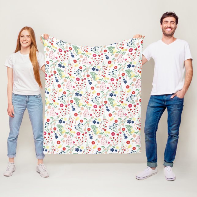 Weißes einfaches Wildblume-Muster Fleecedecke (Beispiel)
