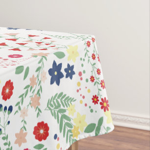 Weißes einfaches Wildblume-Muster Tischdecke