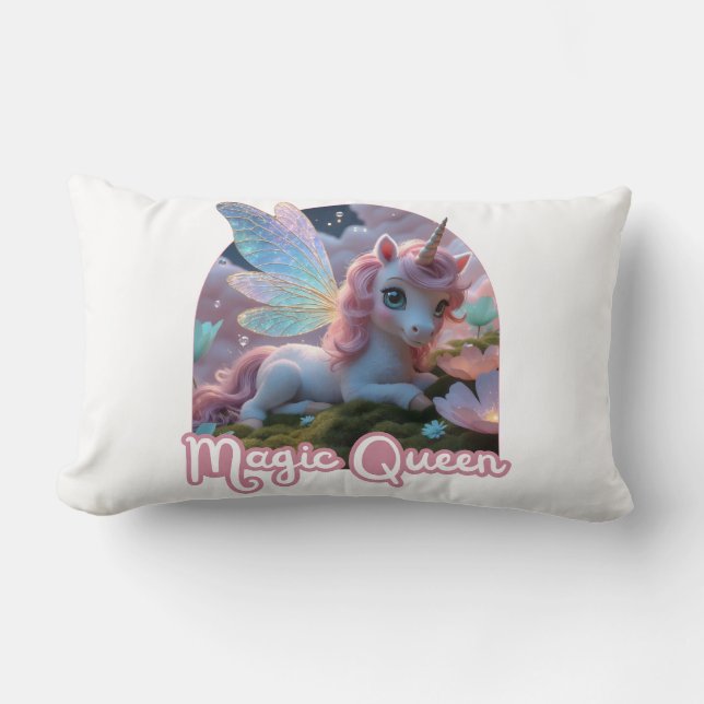 Weißes Einhorn mit Flügeln - Magic Queen Lendenkissen (Vorderseite)