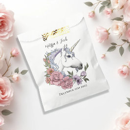 Weißes Einhorn Rosa Blume Blau Geschenktütchen