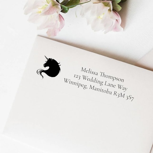 Weißes Einhorn Rosa Blume Blaue Hochzeit Permastempel (Von Creator hochgeladen)