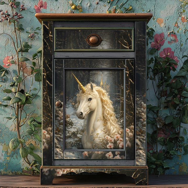 Weißes Einhorn Rosa Orchideen Seidenpapier (Von Creator hochgeladen)