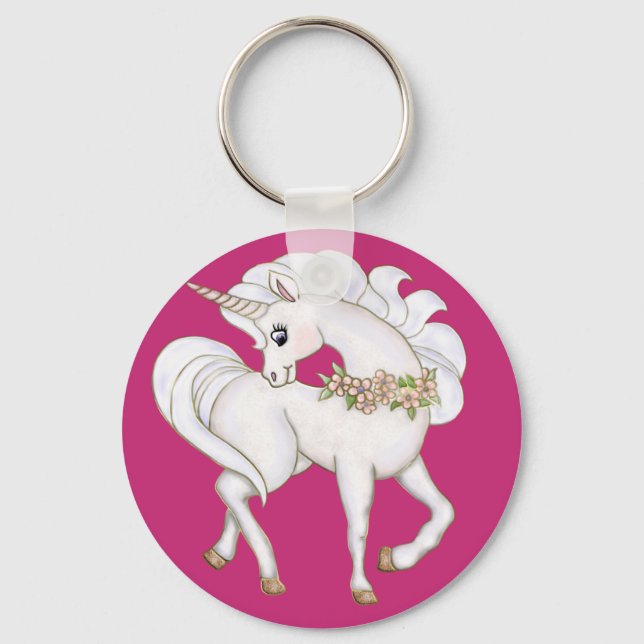 Weißes Einhorn Schlüsselanhänger (Vorderseite)