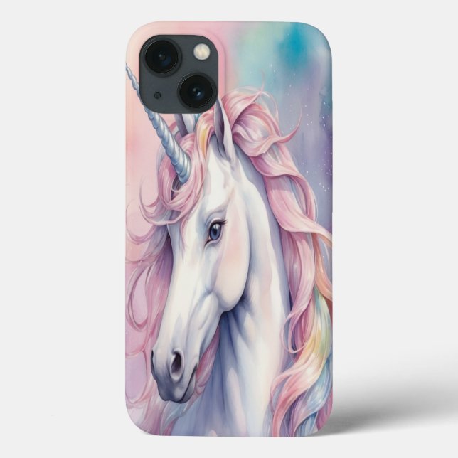 Weißes Einhorn Silver Horn Pastel iPhone Cover (Rückseite)