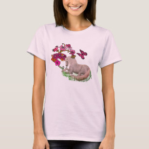 Weißes Einhorn und Blume T-Shirt