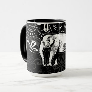 Weißes Elefanten-Paisley-Design Tasse