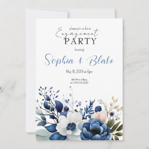 Weißes Engagement in Blau, Weiß und Grün Einladung