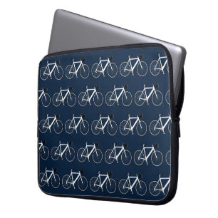 Weißes Fahrrad auf Marineblau Laptopschutzhülle
