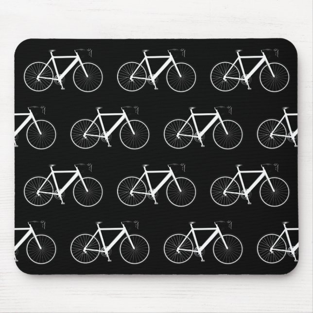 Weißes Fahrrad auf schwarz Mousepad (Vorne)