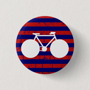 Weißes Fahrrad gestreift Button