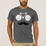 weißes Fahrrad mit Schnurrbart T-Shirt<br><div class="desc">Ein Gesicht,  wo die Augen sind die Räder des Fahrrads,  mit einem schwarzen Schnurrbart. Mustache-Modeidee für Biker</div>