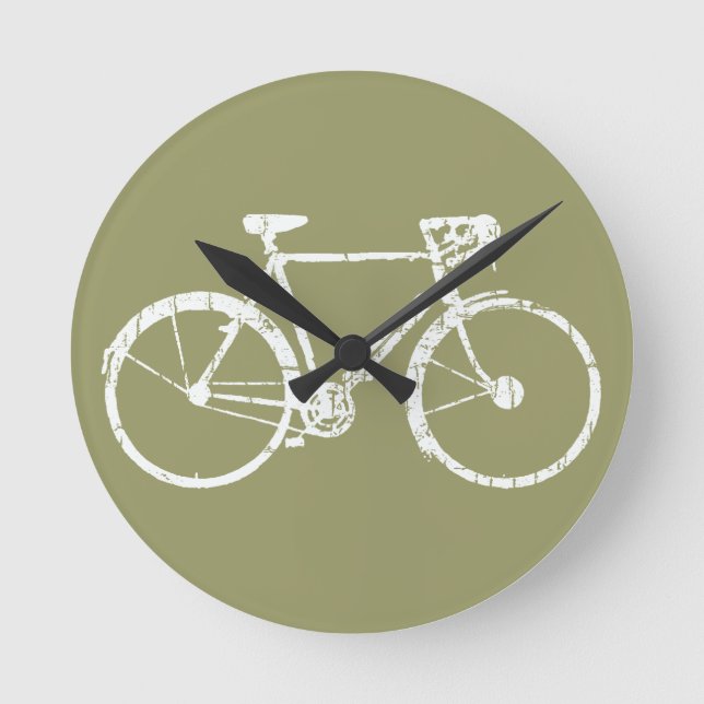 weißes Fahrrad Runde Wanduhr (Vorderseite)