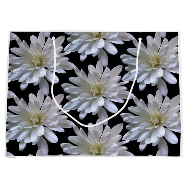 Weißes Farbmuster, weiße Blume Große Geschenktüte (Vorderseite)