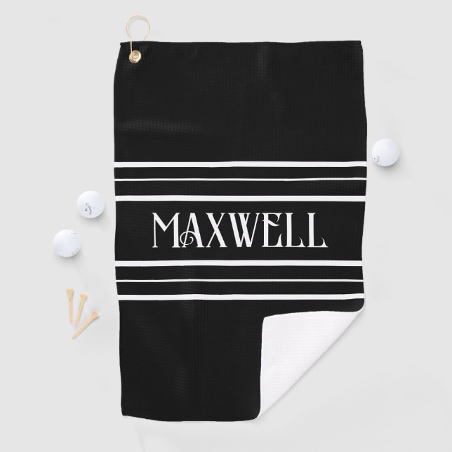 Weißes Fett Modernes Monogramm Golfhandtuch (Insitu)