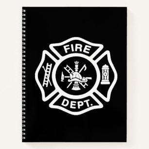 Weißes Feuerwehrmann-Abzeichen Notizbuch