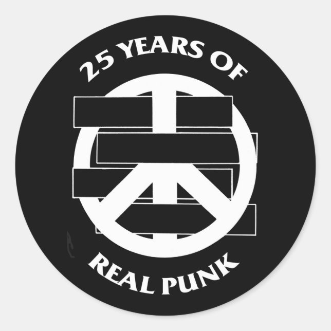 Weißes Flag 25 Jahre Friedenszeichen-Aufkleber Runder Aufkleber (Vorderseite)