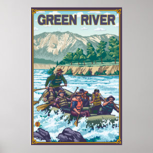 Weißes flößendes Wasser - Green River, Washington Poster