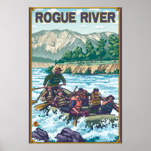 Weißes flößendes Wasser - Schurken- Fluss, Oregon Poster