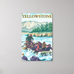 Weißes flößendes Wasser - Yellowstone Nationalp Leinwanddruck