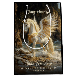Weißes Flügeldrachen Einhorn Mythisches Ozeanfanta Mittlere Geschenktüte