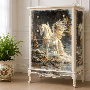 Weißes Flügeldrachen Einhorn Mythisches Ozeanfanta Seidenpapier