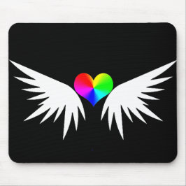 weißes Flügelherz Mousepad