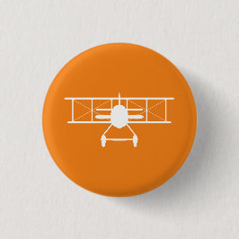 Weißes Flugzeug-Profil auf orangen Hintergrund Button