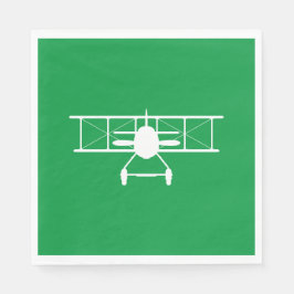 Weißes Flugzeug-Profil im grünen Hintergrund Serviette