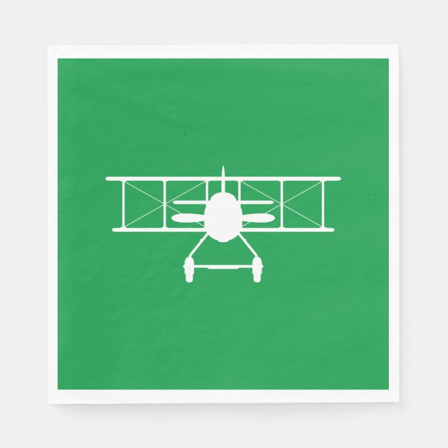 Weißes Flugzeug-Profil im grünen Hintergrund Serviette (Vorderseite)