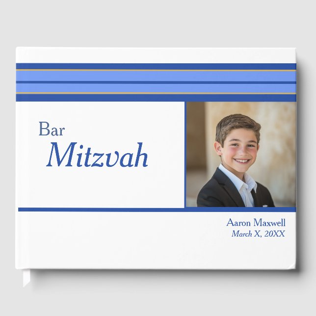 Weißes Foto Bar Mitzvah Gästebuch (Vorderseite)