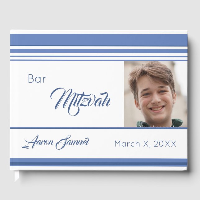 Weißes Foto Bar Mitzvah Gästebuch (Vorderseite)