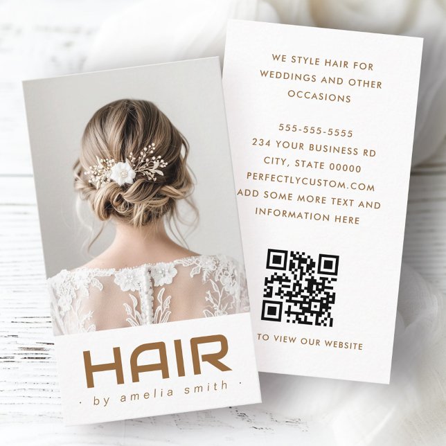 Weißes Foto Visitenkarte (Hair stylist white photo business card)