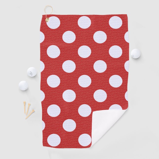 Weißes Fraktal Polka Dots Rote Fraktale Hintergrun Golfhandtuch (Insitu)